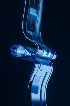 3D data stream tunnel with glowing network flow curve