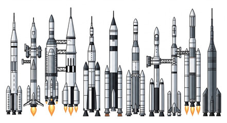 Collection of various rockets and spacecraft designs. © Janahchan