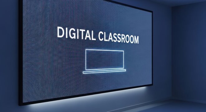 Modern digital classroom setup with interactive display screen