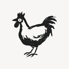 Fototapeta premium Bold rooster ink illustration.