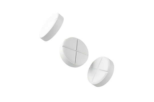 White pills falling, representing medicine, pharmacy, healthcare, and wellness on transparent background