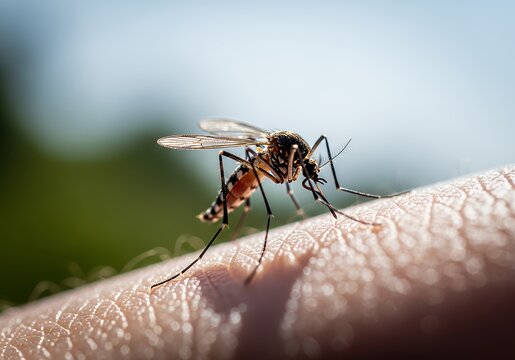 This is an image showing a close up of a mosquito