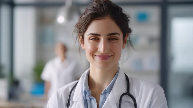 Smiling Doctor's Expertise: A compassionate doctor exudes confidence and care, radiating warmth as she stands ready to provide medical assistance and support.