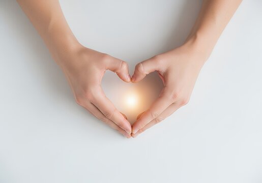 This is an image showing a person making a heart shape