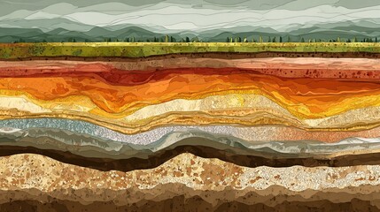 Soil formation cross section with sedimentary bands