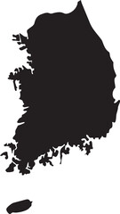 Black silhouette map of South Korea a simple vector graphic representing the country for travel geography or national themes isolated on a white background © Laiba