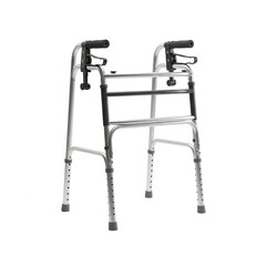 Silver aluminum folding walker with padded handles