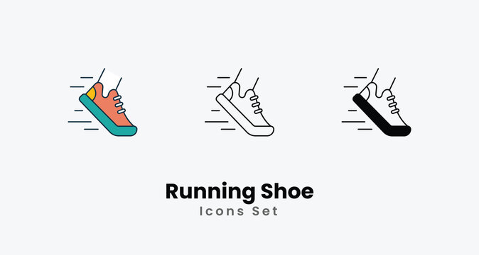 Running Shoe icons vector set stock illustration