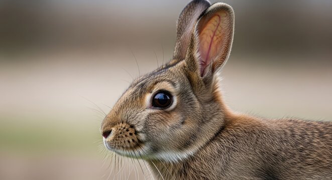 Close-up of a cute wild rabbit.