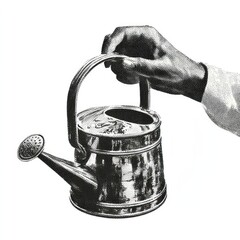 Obraz premium Vintage hand holding watering can