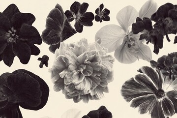 Fototapeta premium Monochrome floral elegance illustration
