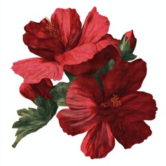 Fototapeta premium Vibrant red hibiscus illustration