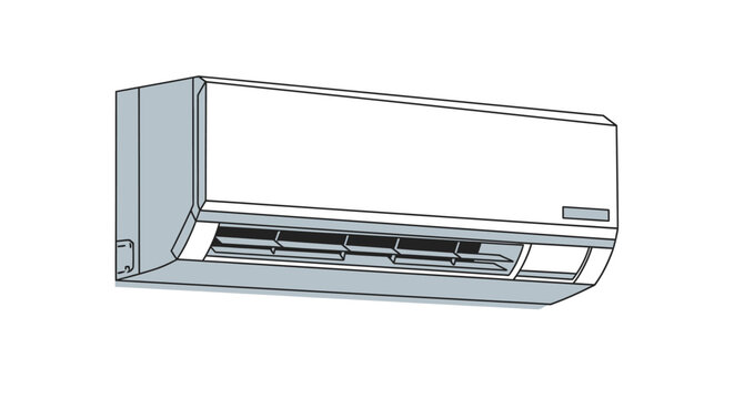 Air Conditioning Unit Line Art Illustration.
