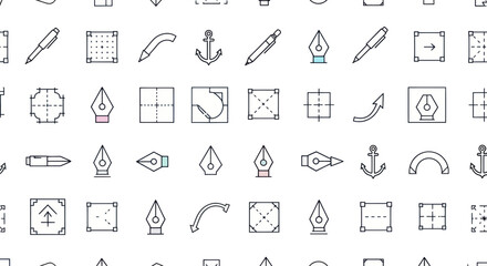 Fototapeta premium Collection of Simple Line Icons and Symbols.