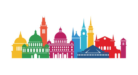 Fototapeta premium Colorful Buildings Silhouettes Vector Illustration.