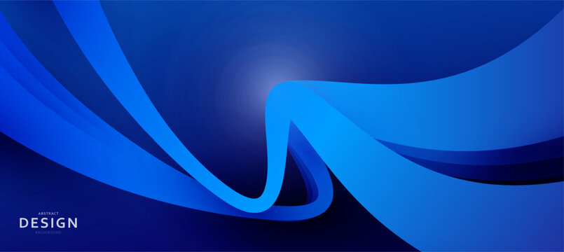 Abstract blue background with 3D wave design and fluid gradient shapes. Modern dynamic curve flow for technology, corporate presentation, web banner. Minimal digital vector illustration