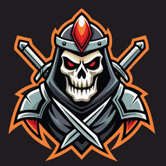 Fototapeta premium logo design vector mascot illustration skeleton warrior