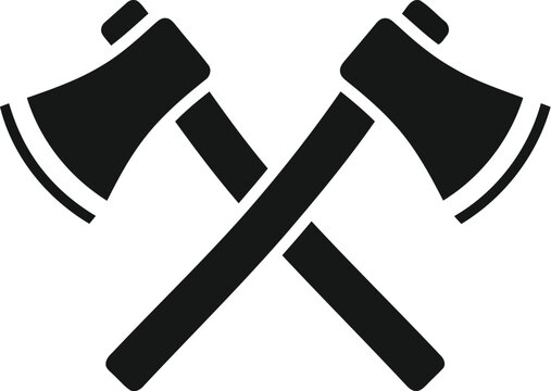 Two crossed axes on a white background