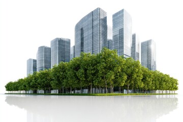 Fototapeta premium Modern architecture meets lush greenery.