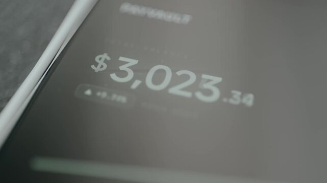 Digital bank card interface showing continuously increasing balance