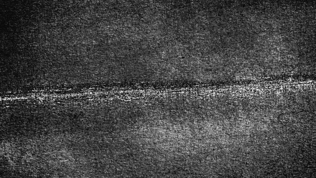 Abstract grunge noise texture with a rough horizontal scratch band and dense analog grain, resembling distressed photocopy or scanner artifacts. Isolated on transparent background for grunge overlays