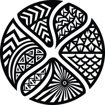 Polynesian tribal tattoo mandala pattern with abstract pacific island art motifs and maori inspired decoration vector.