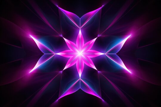 Purple and pink octagram futuristic neon light backgrounds abstract.