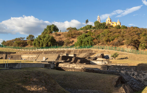 Archeological zone of the Great Pyramid of Cholula and Sanctuary of Our Lady of Remedies in Mexico