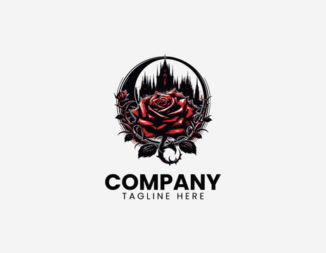 The gothic black rose with a red center creates a dark floral moon aesthetic