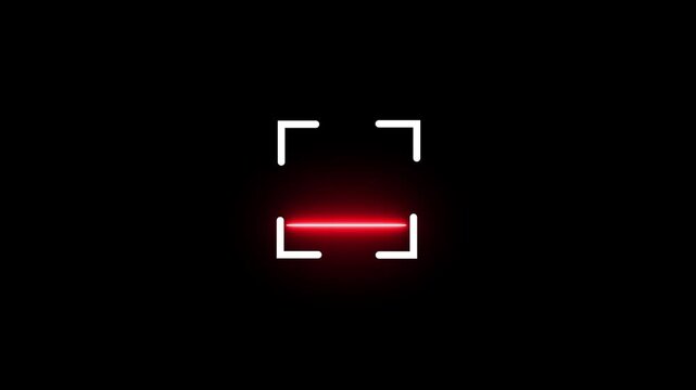 scanner icon animation isolated scanner neon shine icon animation .fingerprint biometric scanning animation.Scanning the QR code white icon animation.QR code being a scanning concept.4k animation.