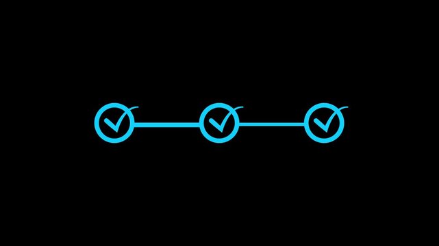 Check mark symbol arrow icon animation isolated background .animated 3 step infographic process with green check mark.4k animation video.