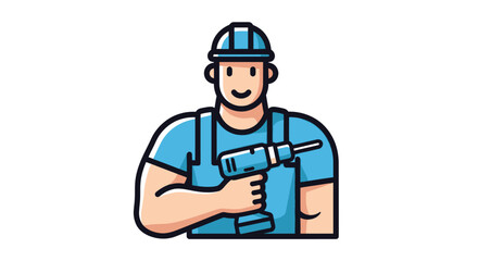 Fototapeta premium Construction Worker Holding Power Drill Tool.