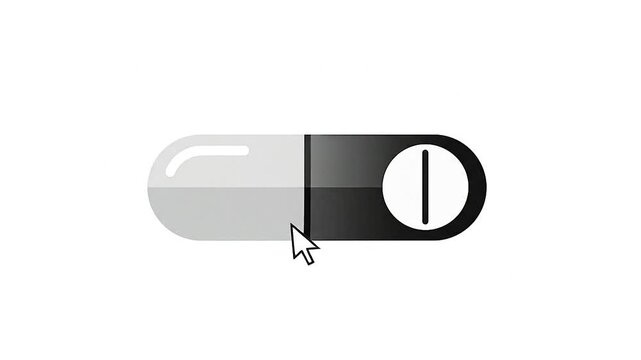 A simple toggle switch graphic with a cursor indicating interaction