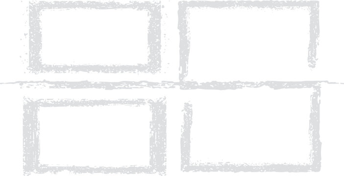 Four distressed grey squares divided by a horizontal line