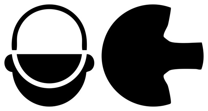 arcade game characters, Pac Man and ghost, stylized as black silhouettes, retro gaming symbols, digital entertainment, pixel art.