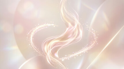 Soft glowing abstract wave pastel color light effect energy diffusion gentle sparkle dreamy background elegant and calming mood suitable for cosmetic or science themes