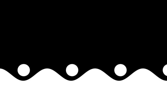 A simple white wavy line pattern at the base of the frame suggests rolling ocean waves or a rhythmic decorative border on a dark background