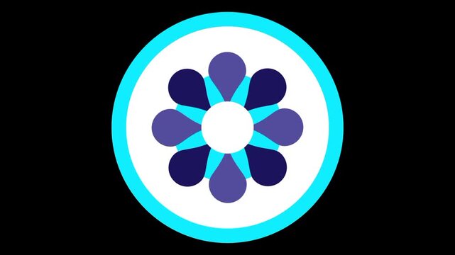 A cool blue floral design consists of multiple petal layers that radiate from a central point to form a clean and modern decorative snowflake