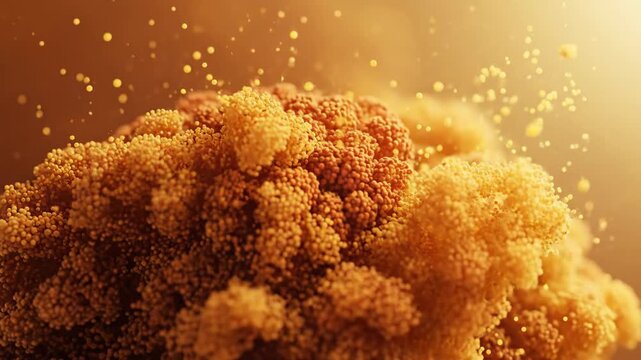 Abstract rendering of a soft textured cloud formation with floating particles