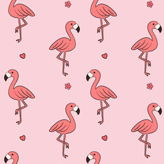 Obraz premium Cute Flamingo Summer Seamless Pattern