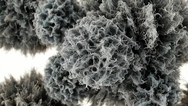 Abstract arrangement of spherical objects in neutral tones on white background