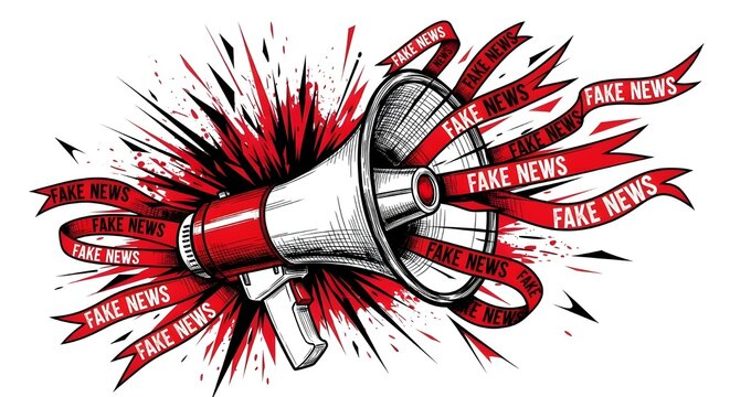 Megaphone Broadcasting Misinformation: Graphic Representation of Untruths Spreading