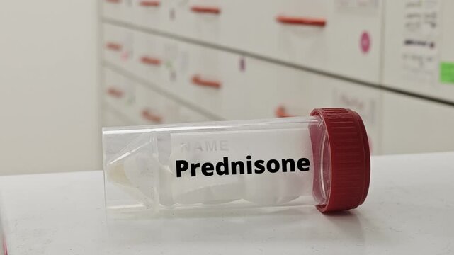 Prednisone tablets used to treat inflammation, autoimmune diseases, and allergic conditions, corticosteroid class.