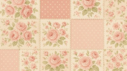 Vintage floral patchwork elegance desktop wallpaper