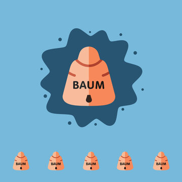 Cute Baum Decorative Tree Icon On Blue Background