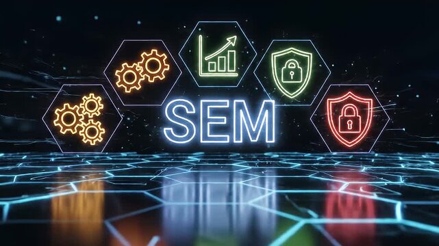 A video showcasing SEM search engine marketing concepts in a futuristic digital landscape