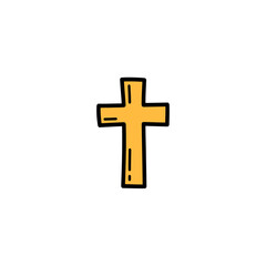 Obraz premium Simple Christian Cross Icon with Black Outline vector illustration
