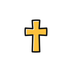 Fototapeta premium Simple Yellow Cross with Black Outline vector illustration