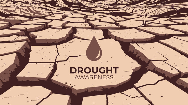 Drought Awareness with Cracked Earth Texture vector illustration