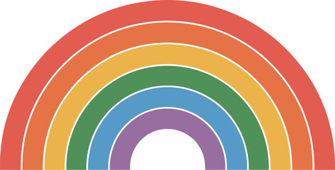 Vibrant rainbow arch graphic represents hope and colorful.